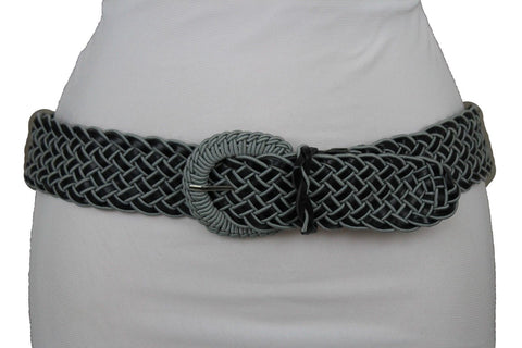 Brown Beige Black Gray Red Black Faux Leather Fun Classic Braided Hip Waist Belt Women Accessories