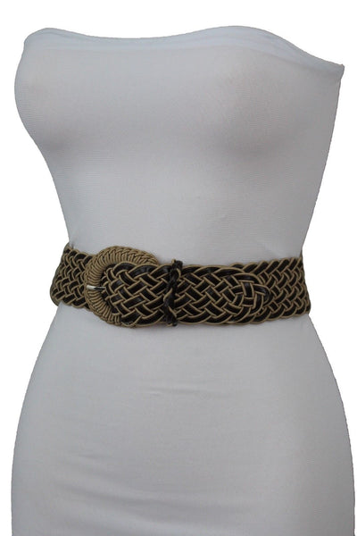 Brown Beige Black Gray Red Black Faux Leather Fun Classic Braided Hip Waist Belt Women Accessories