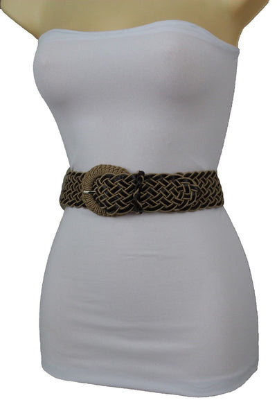 Brown Beige Black Gray Red Black Faux Leather Fun Classic Braided Hip Waist Belt Women Accessories