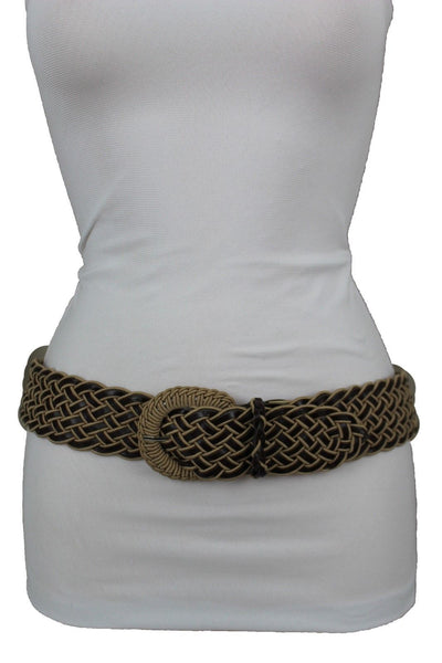 Brown Beige Black Gray Red Black Faux Leather Fun Classic Braided Hip Waist Belt Women Accessories