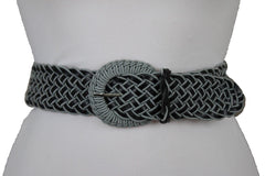 Two Tone Faux Leather Classic Braided Belt