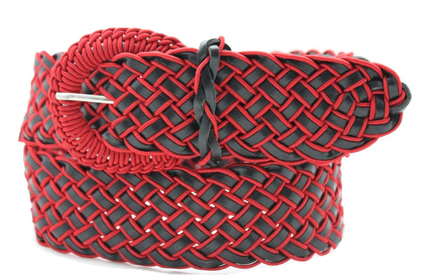 Brown Beige Black Gray Red Black Faux Leather Fun Classic Braided Hip Waist Belt Women Accessories
