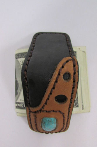 Brown Black Beige Snake Skin Genuine Leather Magnet Money Clip