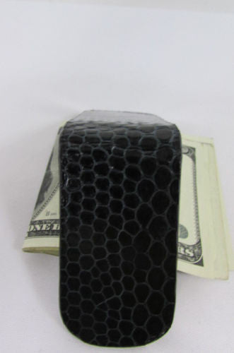 Brown Black Beige Snake Skin Genuine Leather Magnet Money Clip