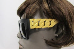 Brown Leopard Black Chunky Gold Chains Sunglasses Frame Plastic Hip Hop Accessories