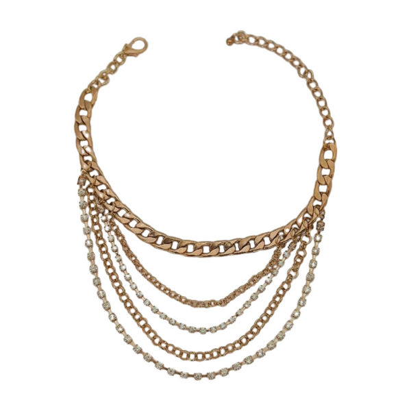 Brand New Women Gold Metal Boot Chain Bracelet Anklet Shoe Multi Strand Back Charm Jewelry One Size