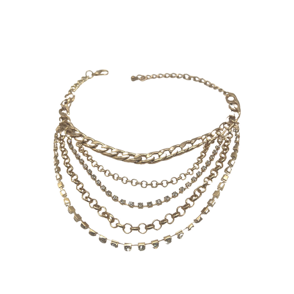 Brand New Women Gold Metal Boot Chain Bracelet Anklet Shoe Multi Strand Back Charm Jewelry One Size