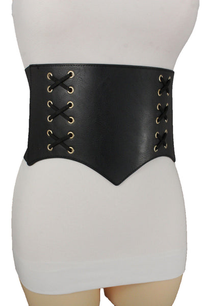 Denim Blue Black Wide Stretch Fabric High Waist Corset Belt New Women Accessories  S M