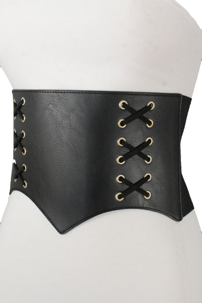 Denim Blue Black Wide Stretch Fabric High Waist Corset Belt New Women Accessories  S M