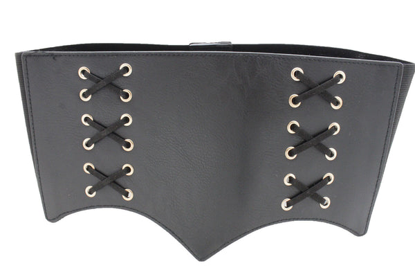 Denim Blue Black Wide Stretch Fabric High Waist Corset Belt New Women Accessories  S M