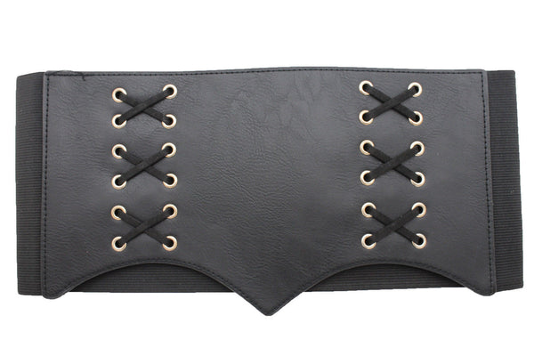 Denim Blue Black Wide Stretch Fabric High Waist Corset Belt New Women Accessories  S M