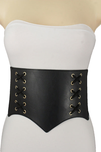 Denim Blue Black Wide Stretch Fabric High Waist Corset Belt New Women Accessories  S M