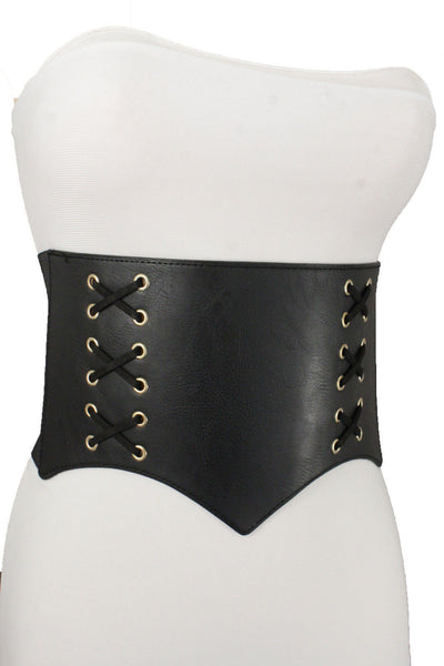 Denim Blue Black Wide Stretch Fabric High Waist Corset Belt New Women Accessories  S M