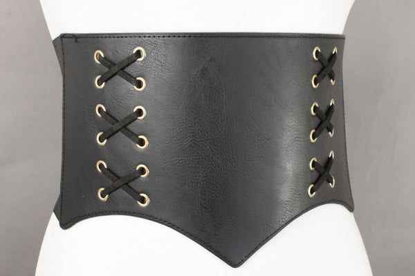 Denim Blue Black Wide Stretch Fabric High Waist Corset Belt New Women Accessories  S M