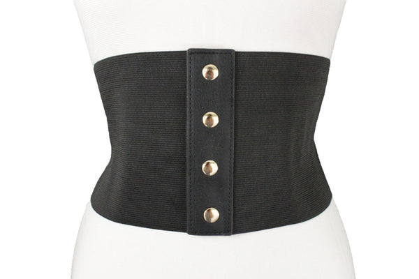 Denim Blue Black Wide Stretch Fabric High Waist Corset Belt New Women Accessories  S M