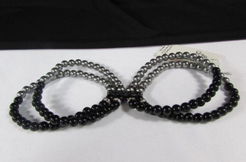 Black Cream / Pewter Black Imitation Pearl Beads Elastic Bracelet New Women Fashion Jewelry Accessories - alwaystyle4you - 17