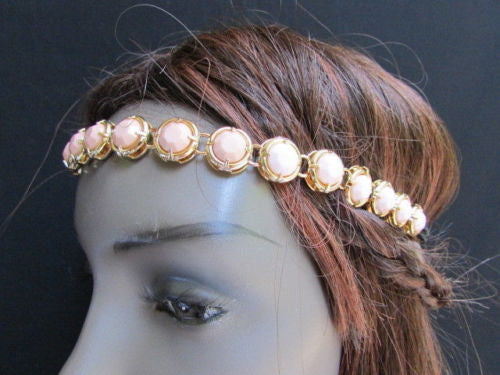 Elastic Head Chain Silver Cream Black White Blue Teal Beads Hair Piece Jewelry Women Wedding Accessories