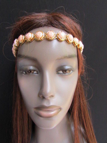 Elastic Head Chain Silver Cream Black White Blue Teal Beads Hair Piece Jewelry Women Wedding Accessories