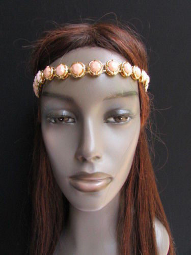 Elastic Head Chain Silver Cream Black White Blue Teal Beads Hair Piece Jewelry Women Wedding Accessories