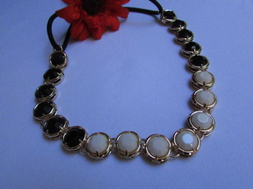 Elastic Head Chain Silver Cream Black White Blue Teal Beads Hair Piece Jewelry Women Wedding Accessories