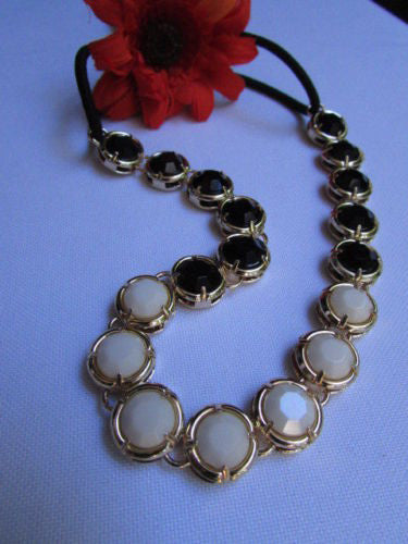Elastic Head Chain Silver Cream Black White Blue Teal Beads Hair Piece Jewelry Women Wedding Accessories