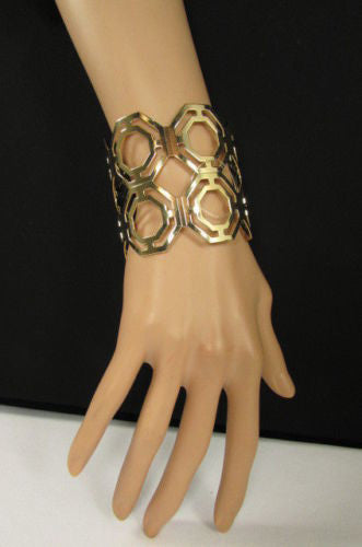 Gold / Silver Thin Metal Hand Cuff Bracelet Geometric Shapes New Women Fashion Jewelry Accessories - alwaystyle4you - 10