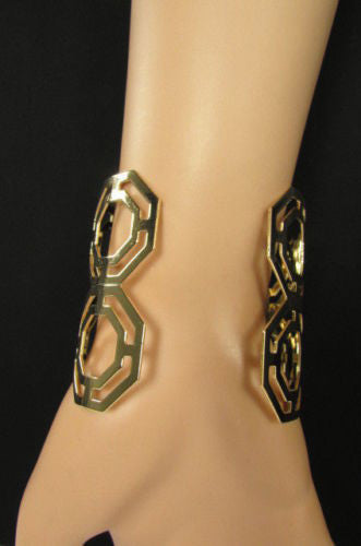 Gold / Silver Thin Metal Hand Cuff Bracelet Geometric Shapes New Women Fashion Jewelry Accessories - alwaystyle4you - 13