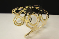Gold / Silver Thin Metal Hand Cuff Bracelet Geometric Shapes New Women Fashion Jewelry Accessories - alwaystyle4you - 3