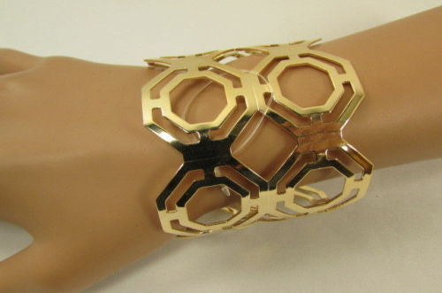 Gold  Silver Thin Metal Hand Cuff Bracelet Geometric Shapes New Women Fashion Jewelry Accessories