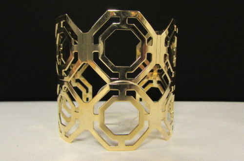 Gold / Silver Thin Metal Hand Cuff Bracelet Geometric Shapes New Women Fashion Jewelry Accessories - alwaystyle4you - 5