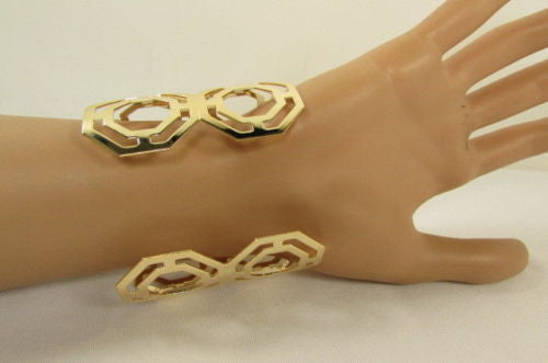 Gold / Silver Thin Metal Hand Cuff Bracelet Geometric Shapes New Women Fashion Jewelry Accessories - alwaystyle4you - 6