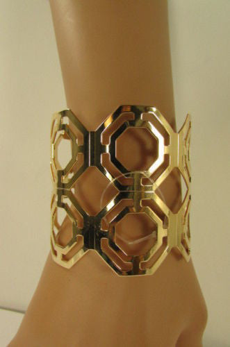 Gold / Silver Thin Metal Hand Cuff Bracelet Geometric Shapes New Women Fashion Jewelry Accessories - alwaystyle4you - 7