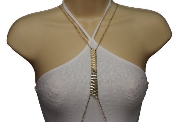 Gold Double Metal Plate Body Chains Long Necklace Jewelry Beach Harness Bikini Basic New Women Accessories