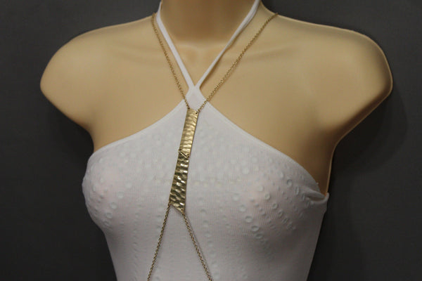 Gold Double Metal Plate Body Chains Long Necklace Jewelry Beach Harness Bikini Basic New Women Accessories