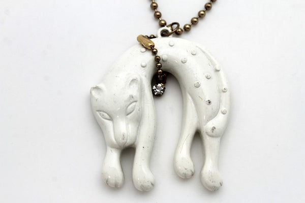 Gold Long Metal Chain White Black Cat Pendant Animal Necklace Women Fashion Jewelry Accessories