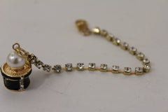 Gold Metal Back Necklace Silver Bead Black Gift Box Pendant