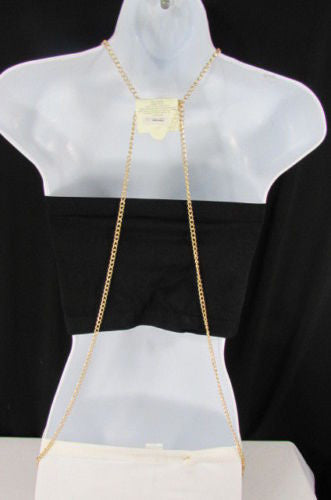 Gold Metal Body Chain Multi Wave Black Or Pink Mini Bow Pendant New Women  Jewelry Accessories