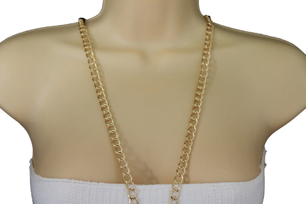 Gold Metal Body Chains Harness Cross Charm long Necklace New Women Fashion Jewelry Accessories