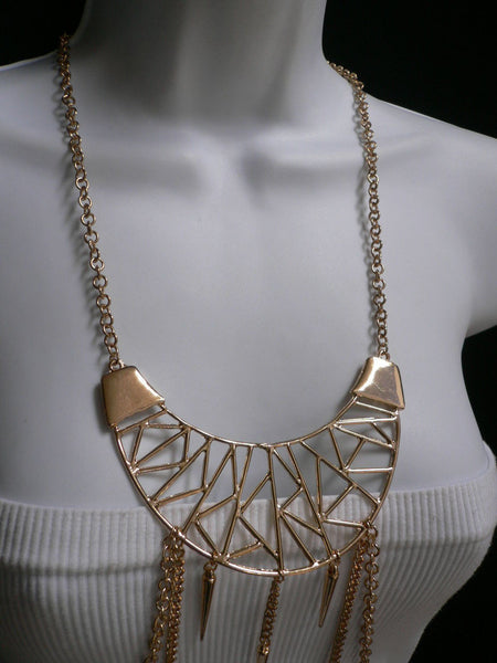 Gold Metal Body Chains Large Moon Geometric Shapes Pendant Long Necklace New Women Accessories