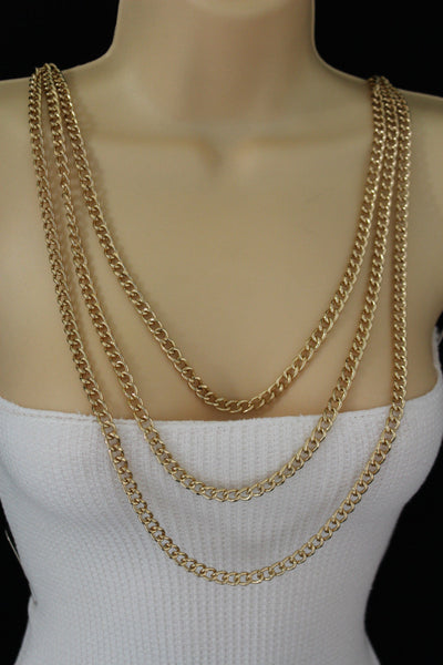 Gold Metal Body Chains Shoulder Front Back Wave Necklace New Women Fashion Jewelry Accessories