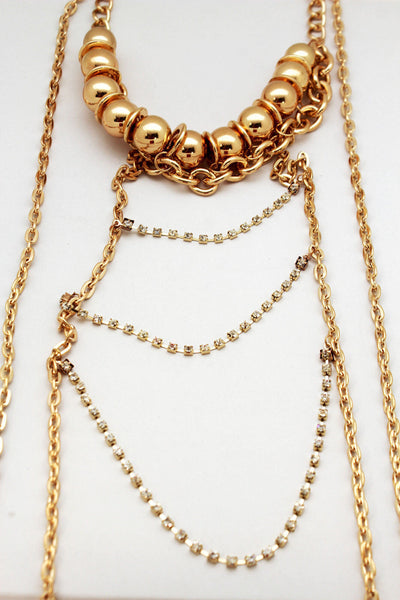Gold Metal Body Chains Waves Harness Balls Beads Choker Necklace New Women Fashion Accessories