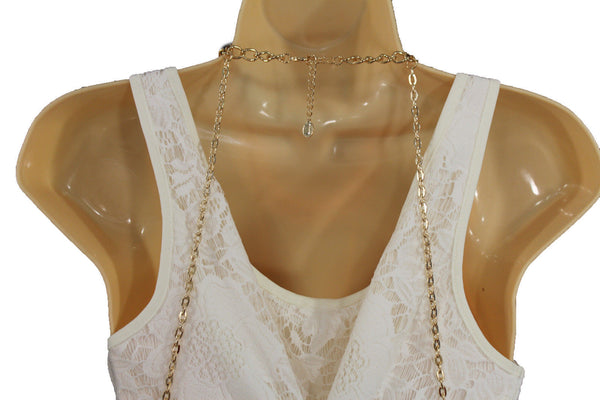 Gold Metal Body Chains Waves Harness Balls Beads Choker Necklace New Women Fashion Accessories