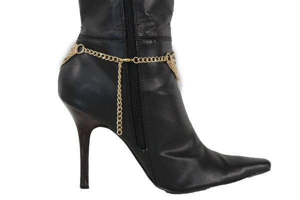 Gold Silver Metal Boot Chain Bracelet Anklet Shoe Heart Charm Love New Women Accessories