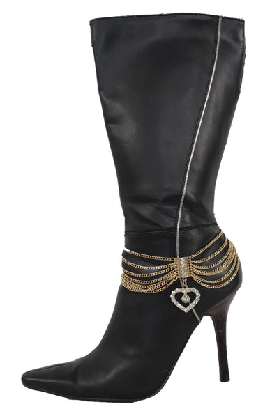 Gold Silver Metal Boot Chain Bracelet Anklet Shoe Heart Charm Love New Women Accessories