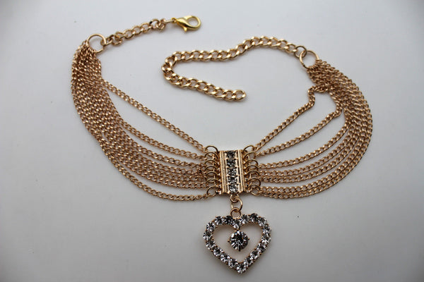 Gold Silver Metal Boot Chain Bracelet Anklet Shoe Heart Charm Love New Women Accessories