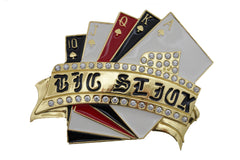 Gold Metal Luck Charm Royal Flush Las Vegas Casino Belt Buckle Men