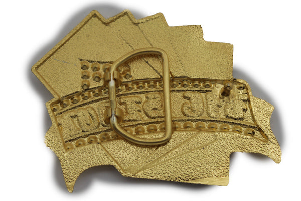 Gold Metal Luck Charm Royal Flush Las Vegas Casino Belt Buckle New Men Accessories