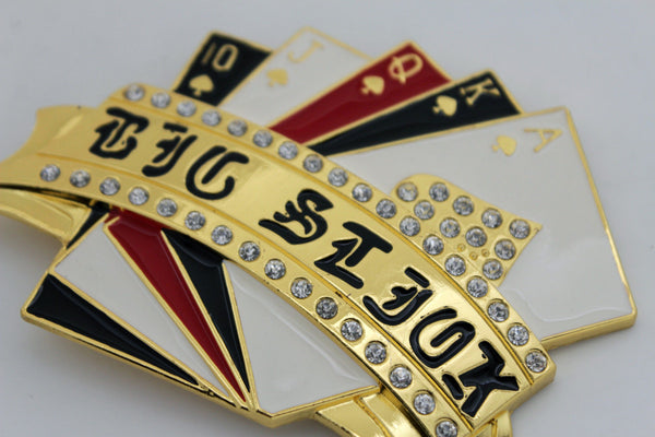 Gold Metal Luck Charm Royal Flush Las Vegas Casino Belt Buckle New Men Accessories