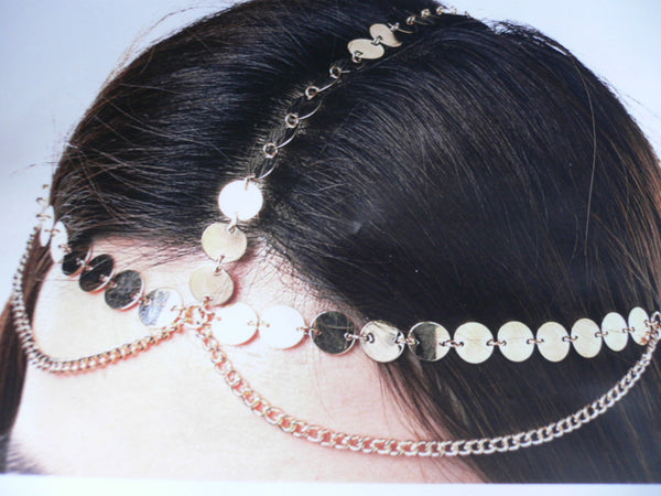Gold Metal Chain Hair Piece Chic Headband Head Waves Coins Women Trendy Fashionable Accessories