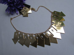 Gold Metal Chain Lightning Arrows Drop Trendy Necklace Earrings Set